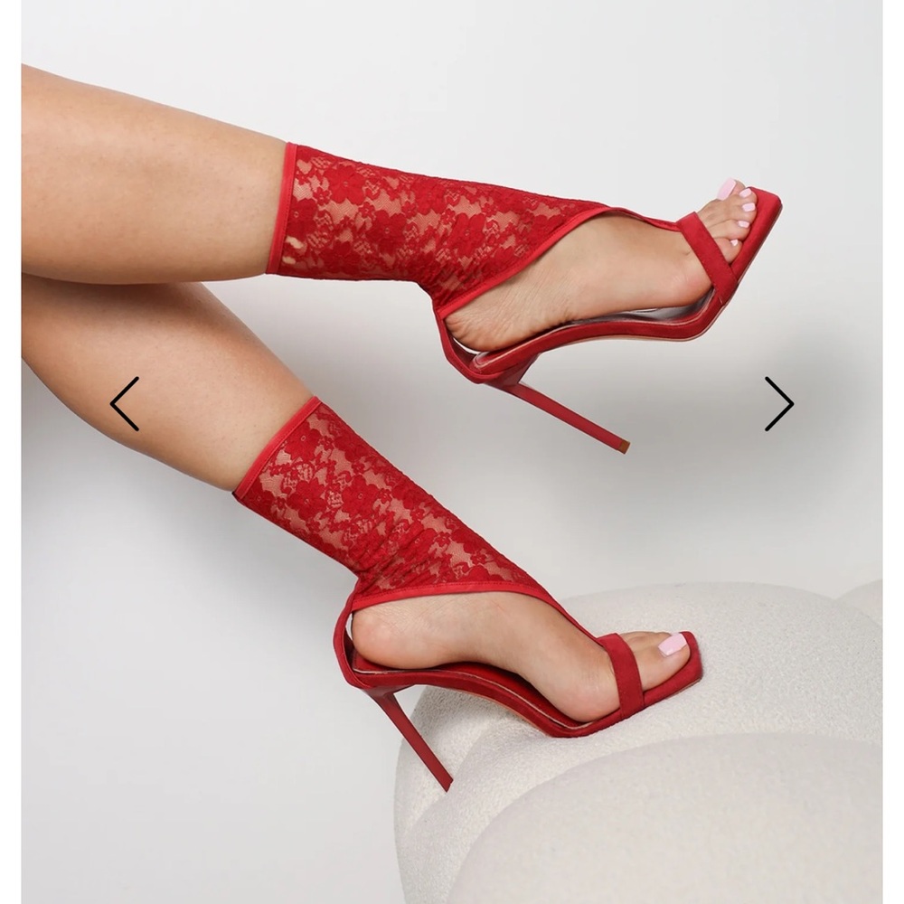 Red Lace Stiletto Heels